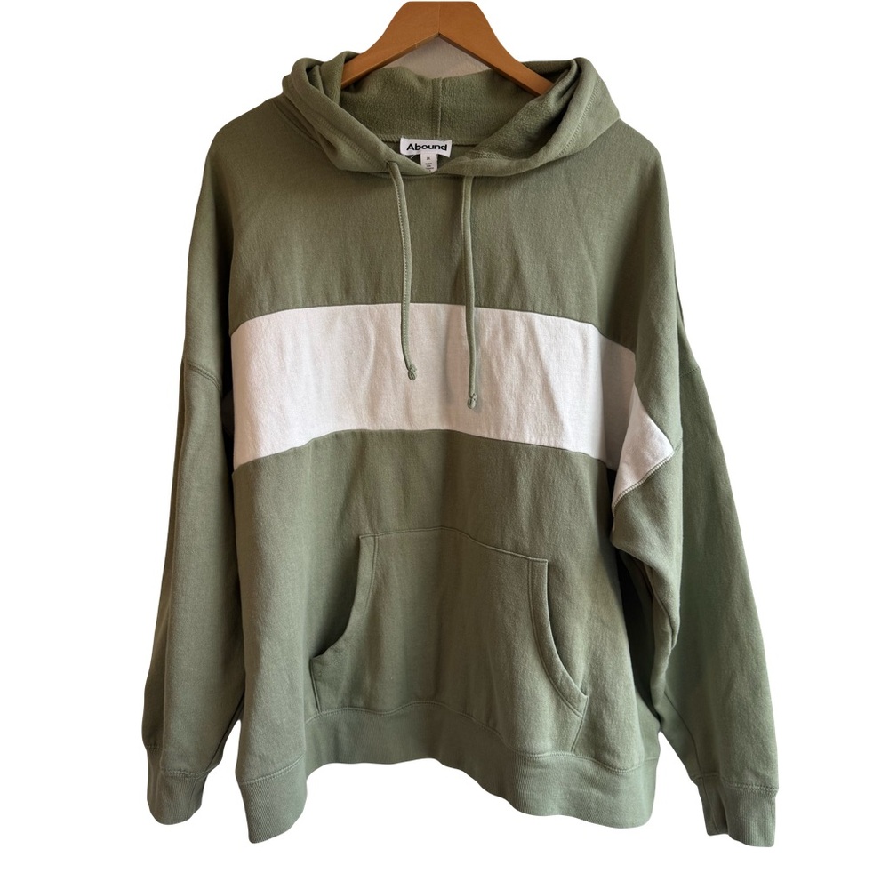 Abound  Women’s  2X  Olive  Green  White  Colorblock  Hoodie  Casual  Relaxed  S